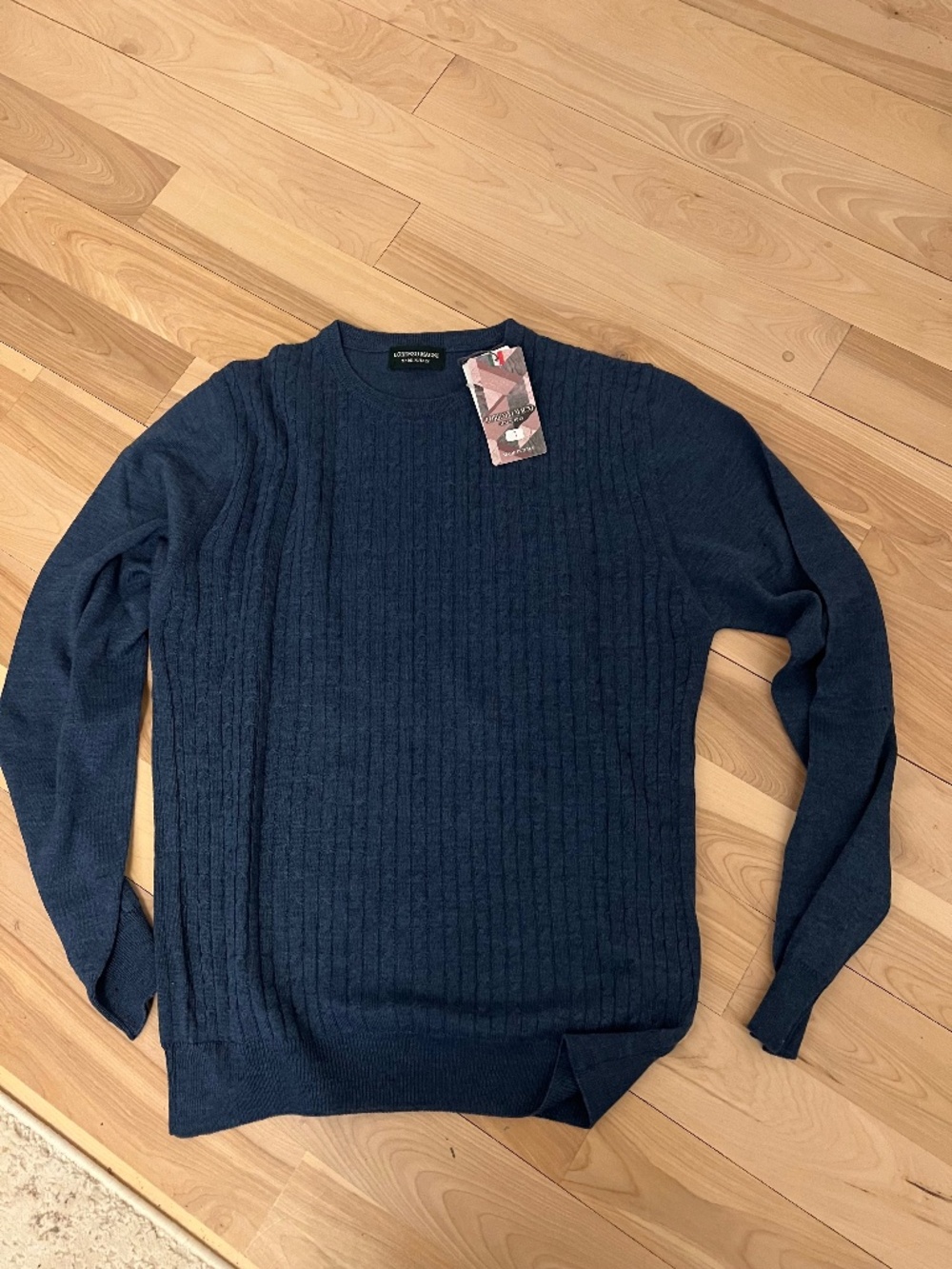 Men's Cable Knit Crewneck Sweater - Navy